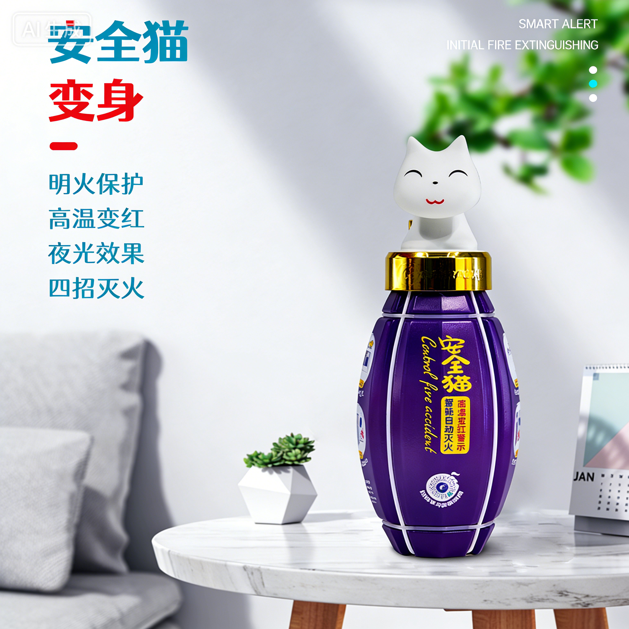 卡瑞克自动灭火装置灭火猫灭火弹家用水基灭火器【夜光版】